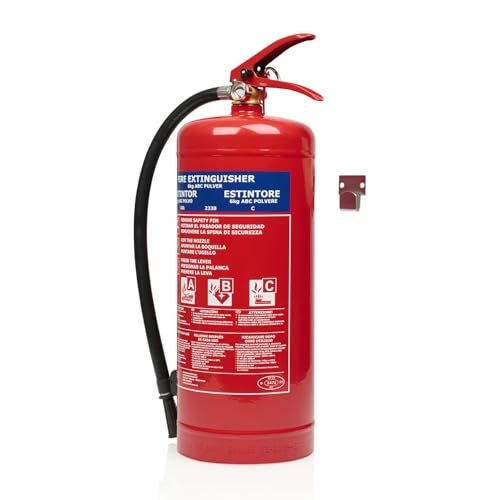 Smartwares Powder Fire Extinguisher 6 kg For ABC fires involving ordinary combustibles liquids and gases For the home workshops and large vehicles With hanging hook FEX-15165