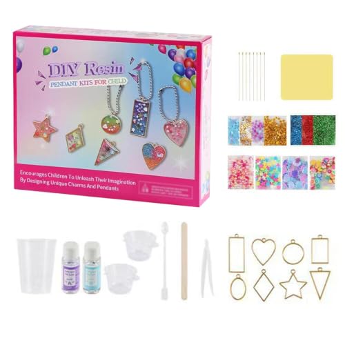 Genérico Kit Para Hacer Colgantes De Resina Epoxi - Juego De Moldes Para Manualidades DIY Para Niños, Paquete De Actividades De Diseño De Joyería Creativa | Proyecto De Arte Educativo Para Niños Y Ni