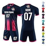 LAIFU Maillot de Foot Personnalisé – Kit avec Nom, Numéro et Logo pour Enfants, Juniors et Adultes (Saphir)