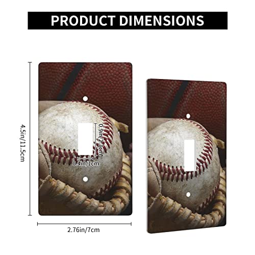 Baseball Decorative Light Switch Cover Single Switch Plate Covers 1 Gang Toggle Wall Plate For Bathroom Kitchen, Standard Size 4.50 X 2.76 Inch #TOP3