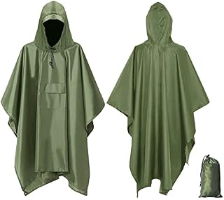 SEWOLF Waterproof Poncho Adult,Multifunctional Rain Poncho Reusable Rain Cape Hooded Poncho/Sunshade Tarp/Picnic for Outdoor Camping Hiking Cycling Climbing