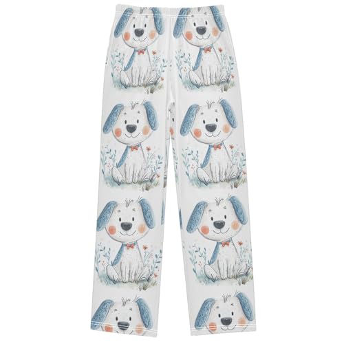Boy's Pants Blue Ear Dog Jogger Pants Elastic Waist Long Bottoms Trousers with Pockets 6-14 Years