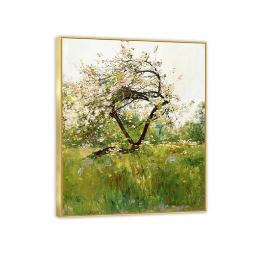 Peinture murale Fleurs de pêcher de Childe Hasam, affiche salon cadre doré 30x40 cm
