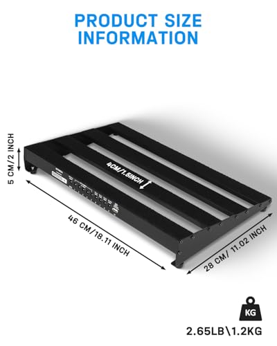Image of STRICH Pedal Board with Built-in Power Supply, Guitar Pedal Board 18 inch x 11 inch2.65lb Lightweight Aluminum Alloy with Pedal Cables, Bag, Hook Loop Strips STANDARD 18