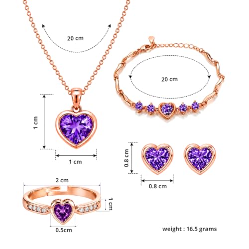 Image of Nilu's Collection Rose Gold And Silver Plated Heart Shape Jewellery Set For Women