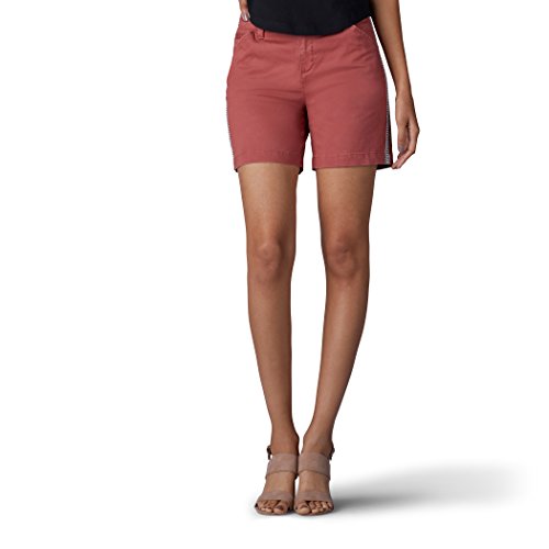Lee Women's Straight Fit Tailored Chino Tuxedo Short, Vintage deep Rose, 14