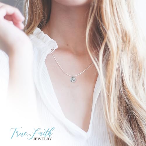 True Faith Jewelry Sterling Silver Luther's Rose Lutheran Cross Necklace Pendant Medal, 11/16 Inch4