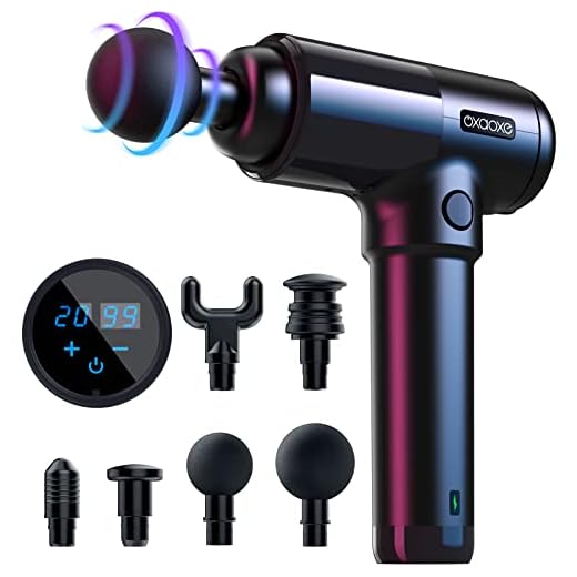 Pistola de Masaje Muscular, OxaOxe Massage Gun con 30 Niveles Ajustables, 7 Cabezales de Masaje para Relajar los Músculos Tensos y a Liviar el Dolor, la Tensión (Negro)