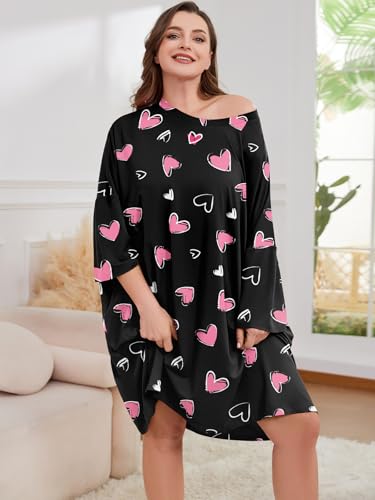 Image of CRIPOM Plus Size Moo Moos for Women Oversized Sleep Shirts for Women Oversized Nightgown with Pocket Fit S-5XL
