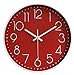 Produktbild October Elf stille wanduhr 12-zoll-non ticking clock-quarz-batterie betrieben runde für wohnzimmer schlafzimmer büro küchen class zimmer rot