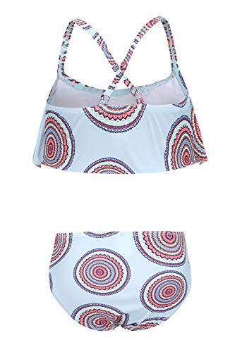 Image of Girls Two Piece Bikini Swimsuits Striped Ruffle Swimwear Falbala Bathing Suit Set