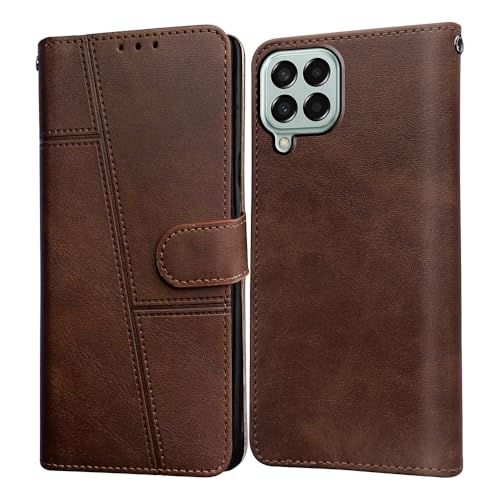 Image of Flip Cover Back Case for Samsung Galaxy M33 5G | Premium Leather Finish | Inbuilt Pockets & Stand | Flip Cover Back Case for Samsung Galaxy M33 5G (Coffee)