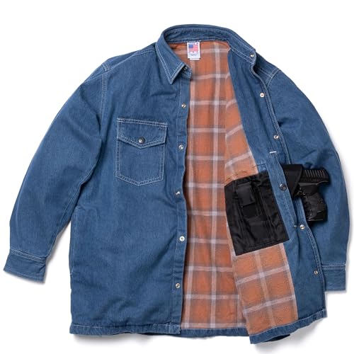 Lightweight Stonewashed Denim Concealed Carry Shirt Jacket with Universal Holster and Extra Magazine Holder3