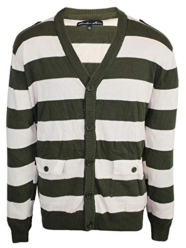 Big and Tall Men's Striped Cardigan Sweater with Button Closure