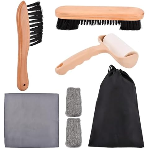Pool Table Cleaning Brush Set Replacement, 1 Wooden Billiard Table Brush + 1 Rail Brush + 1 Sticky Lint Roller + 2 Ferrule Polish Cloths + 1 Cleaning Cloth + 1 Storage Bag(Color:Multicolor) Cover