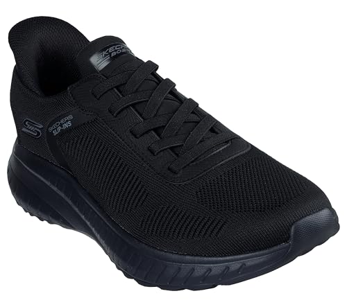 Image of Skechers Men's Bobs Squad Chaos Solid Step Sneaker | Casual Shoe, Vegan, Hands Free Slip-Ins, Heel Pillow, Memory Foam, Machine Washable, No Tie Fit, Engineered Knit, Bungee Lace