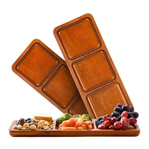 Charcuterie Boards – Charcuterie Platter | Charcuterie Platter Serving Board | Acacia 3 Grid Charcuterie Tray Platter | Wooden Divided Food Serving Tray for Birthday, Wedding, Graduation, Christmas