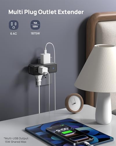 Image of TROND Outlet Extender Surge Protector with 6 Outlets and 360 Rotating Plug