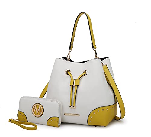 Image of MKF Collection Women's Bucket Bag With Wristlet Wallet, Vegan Leather Hobo Bag Handbag Set Crossbody Bag by Mia K