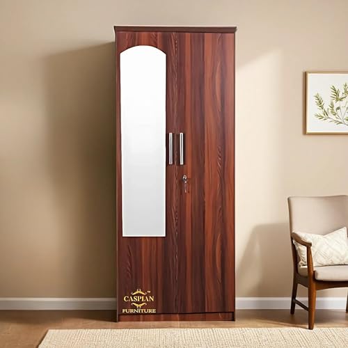 CASPIAN Engineered Wood 2 Door Wardrobe in Brown | Pre Assembled ...