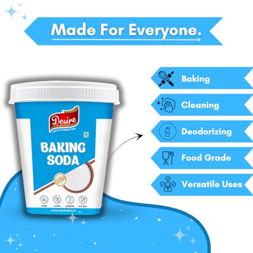 Image of Desire Baking Soda 400 Gram Jar |Pure & Versatile for Baking, Cleaning, and Deodorizing |Perfect for Cakes, Cookies, and Breads|Natural Cleaner for Kitchen, Bathroom, and More