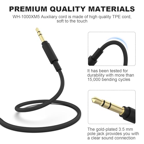 Cable Zosvoses WH-1000XM5 compatible con Sony, 4ft miniatura 4