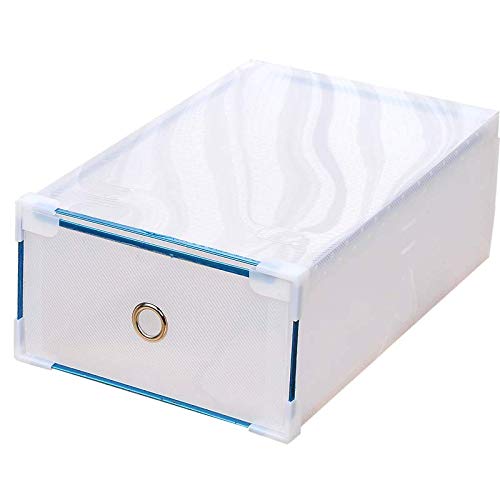 ZiXing6 Pack of Clear Corrugated plastic Shoe storage boxes for Ladies Men-Stackable and Foldable-Plastic and Clear Boxes White1 OneSize