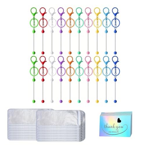 Porte-clés en perles avec tiges métalliques fournitures artisanat sac refermable