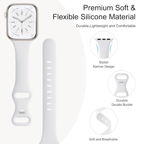 Image of Lerobo 6 pack Silicone Slim bands Compatible for Apple Watch Band 42mm 44mm 45mm 46mm, Slim Thin Sport Strap Wristband for iWatch Series 11 /10 /9 /8 /7 /6 /5 /4 /SE /Ultra /3 /2 /1 Women Men