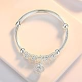 ShZyywrl Armband 925 Sterling Silber Armband Charm Armreif Ball Manschette Armband Silber Schmuck