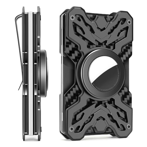 Minimalist Wallet for Men with Airtag Holder - RFID Wallets Slim Card Holder with Money Clip Gifts for Men (Black)2