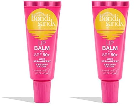 Bondi Sands – Lip Balm SPF 50+ Wild Strawberry – feuchtigkeitsspendende Lippenpflege mit LSF 50 für einen umfangreichen Sonnenschutz, 10 g (Packung mit 2)