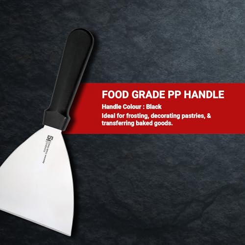 Image of HS 5 Inch Professional Scraper with Medium Handle | Japanese Grade | Stainless Steel for Commercial Use | Black | SUS420J2