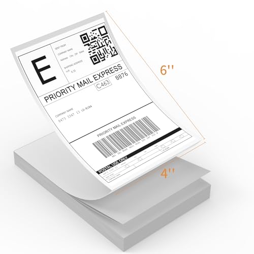 Image of Rongta Fanfold 4x6 Direct Thermal Labels, Perforated Shipping Label Printer Paper for Lable Printers, Clear Printing and Strong Adhesive (White 4x6, 1 Stacks | 100 Labels)