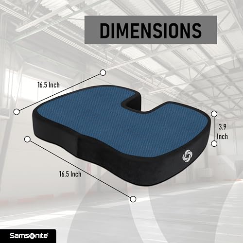 Image of Samsonite SA6104 Seat Cushion with Gel /Black [Cooling Effect is subjective, and Varies by Personal Sensitivity] Orthopedic Design Helps Relieve Pain Premium Memory Foam Fits