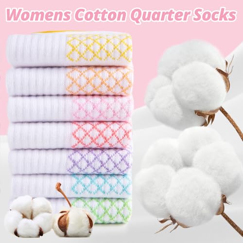 Heatuff 7 Pairs Ankle Quarter Socks for Women Thin Cotton Casual Athletic Gym Mini Crew Socks2