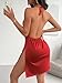JOTWIS Women's Sexy Backless V Neck Mini Dress High Slit Club Night Out Party Cocktail Dresses (Red,XXL)
