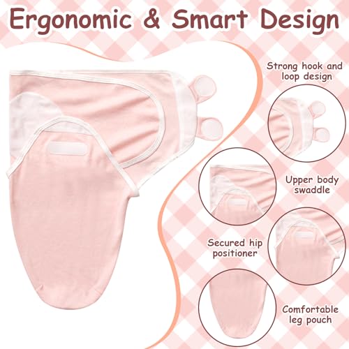 Image of Ramede 6 Pack Swaddle Blanket with Hats for Baby Girl Boy 100% Cotton Swaddles 0-3 Months, Adjustable Breathable Skin Friendly Receiving Blanket Wrap, Essential for Newborns(Simple,Solid Pink)