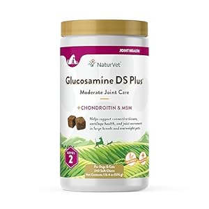 NaturVet – Glucosamine DS Plus – Level 2 Moderate Care – Supports Healthy Hip & Joint Function – Enhanced with Glucosamine, MSM & Chondroitin – for Dogs & Cats – 240 Soft Chews