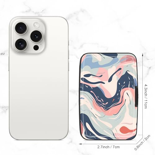 Image of Card Holder Credit Cards Holder for Women RFID wallet women Business Card Holder Wallet Mini Aluminum Card Wallet RFID Blocking Slim Metal Hard Card for Women, Patterns of Rivers