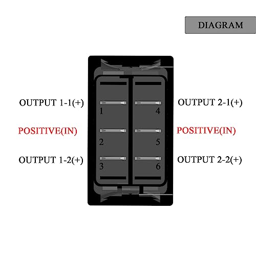 Image of 12V /24V DC Reverse Polarity Switch 6P (ON)-Off-(ON) 3 Way Momentary Rocker Switch Non-Light DPDT Marine Toggle Switch for Car Boat Pontoon Polaris Golf Cart UTV Dashboard Replacement Waterproof IP68