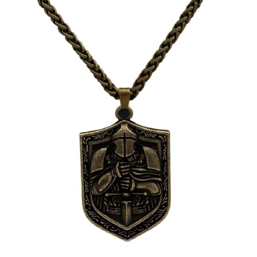 Fachoice Pendentif bouclier de chevalier pour homme - Collier templier médiéval - Pendentif bouclier templier - Collier épée croisé - Bijoux punk...