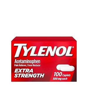 Tylenol Extra Strength Caplets with 500 mg Acetaminophen, Pain Reliever and Fever Reducer for Headache, Backache, Toothache & Minor Arthritis Pain Relief, 100 Count