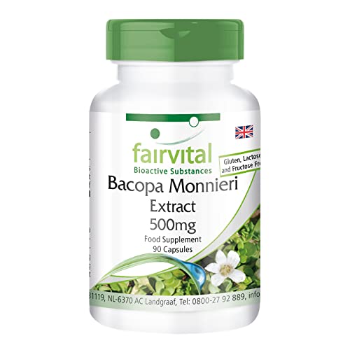 Fairvital | Bacopa Monnieri Extract 500mg, Brahmi, Vegan, Without Magnesium Stearate, 90 bacopa Capsules