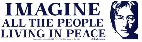 Imagine All The People Living Life in Peace John Lennon Quote Small Magnetic Car Bumper Magnet Decal for Magnetic Surfaces 6-by-1.75 Inches (Magnetic Backing, Small) image 4