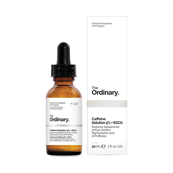 The Ordinary Caffeine Solution 5% + EGCG, Depuffing Eye Serum for Dark Circles and Tired Eyes, 1 Fl Oz