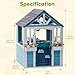 ROBUD Wooden Playhouse, Outdoor Kids Playhouse with Sink, Stove, Cookware, Flowerpot Holders, Snack Bar, Cottage Play House for Backyard, Blue