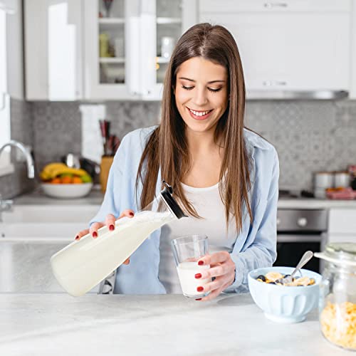 Umien Carafe Pitcher – Clear Beverage Carafes With Flip Top Lid, Iced Tea, Mimosas, Laundry Detergent, Milk, Juice – Easy Pour Bpa Free Plastic Drink Container, 50 Ounce Round Bottoms - 2 Pack #TOP2