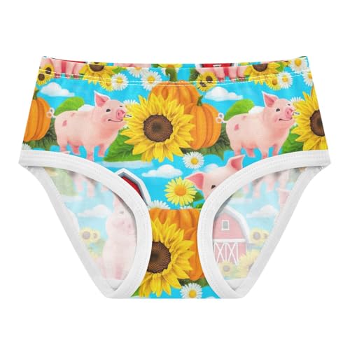 Cute Pigs Sunflowers Blue Girl Panties Cute Girls Underwear Toddler Cotton Aesthetic Kids Briefs Undies 2t