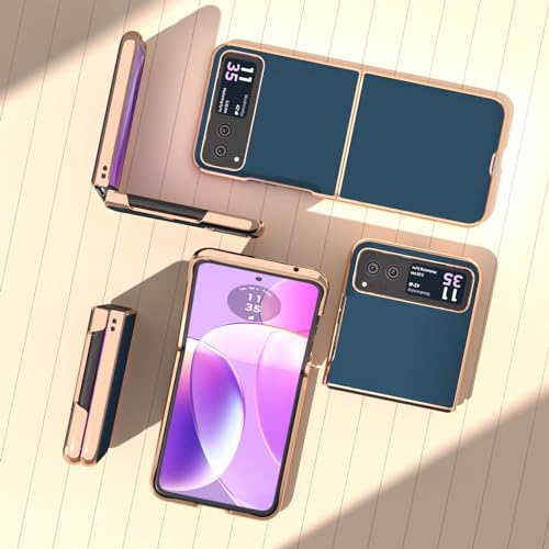Étui fin en cuir véritable compatible avec Moto Razr 40 rigide - 4